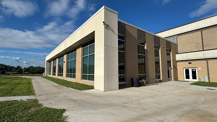 Another exterior view of the Burlington High School fitness center.